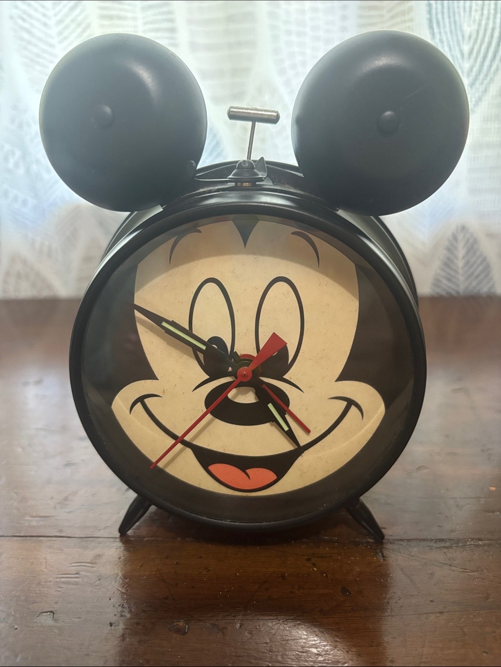 Vintage Classic Disney Mickey Mouse Wind Up Alarm Clock Works!